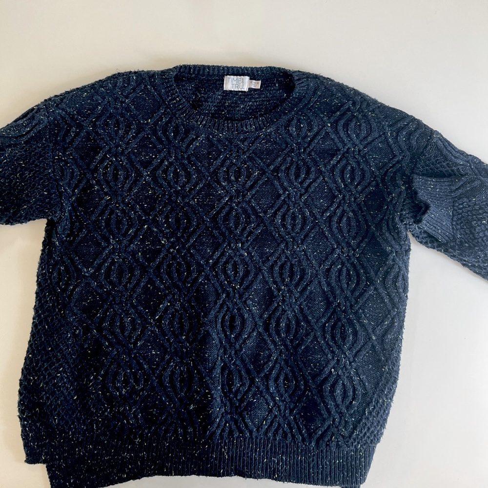 Blue knit crewneck sweater
